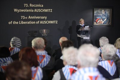 Obchody 73. rocznicy wyzwolenia niemieckiego obozu Auschwitz. Fot. PAP/Stanisław Rozpędzik