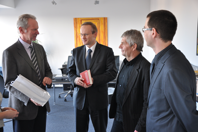 From the left: Hans Altendorf, Łukasz Kamiński, Roland Jahn, Andrzej Zawistowski
