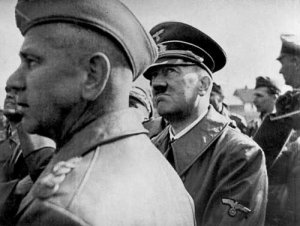 Adolf Hitler outside Warsaw during the siege.