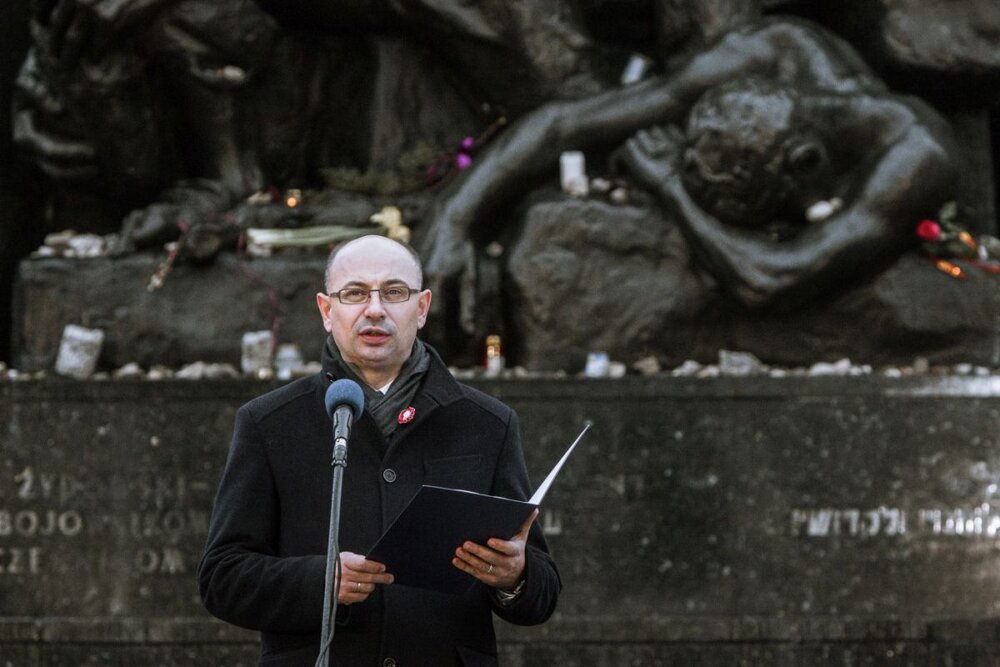 Uroczystości pod pomnikiem Bohaterów Getta w Warszawie – 29 stycznia 2018. Fot. Sławomir Kasper (IPN)